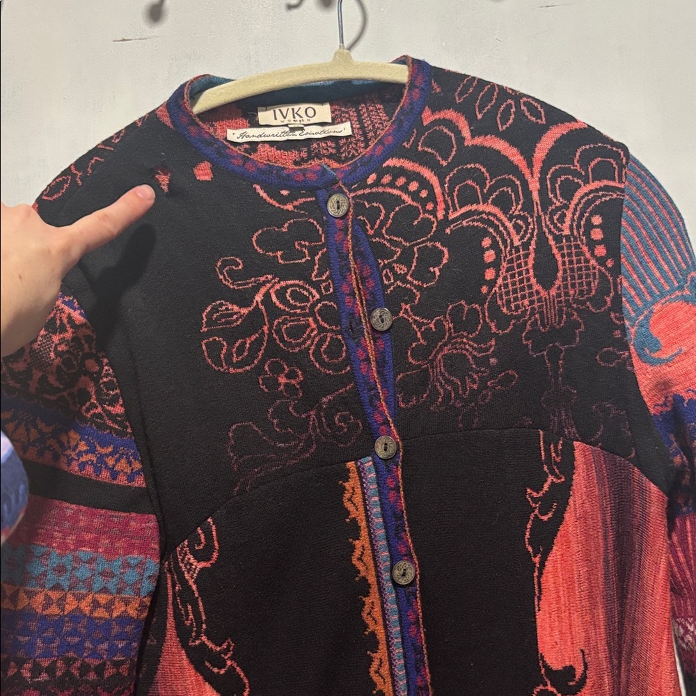 IVKO wool multicolor long button down cardigan sw… - image 13
